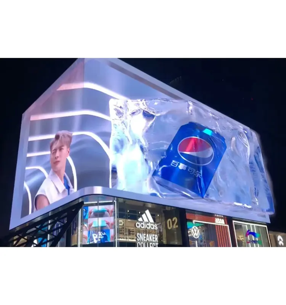 Tela LED colorida de parede de vídeo gigante 3D a olho nu