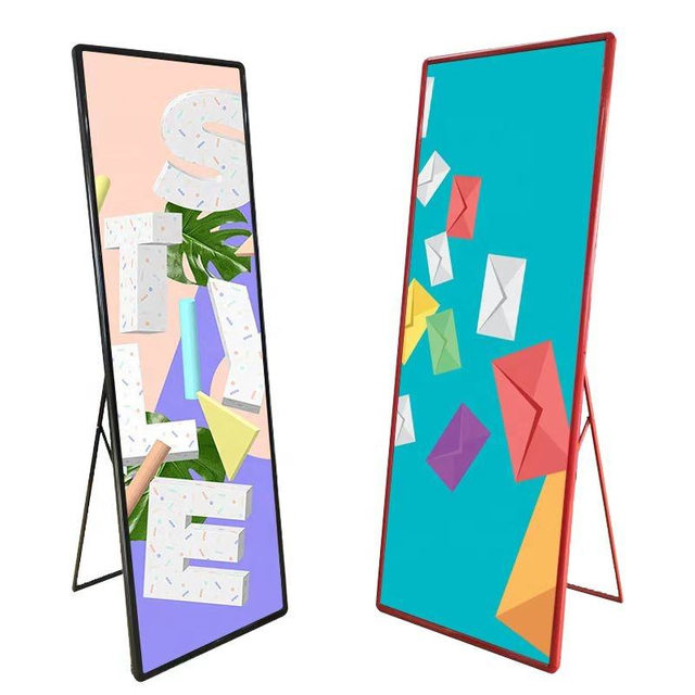 Tela de pôster LED com quadro de publicidade portátil móvel vertical interno P2.5