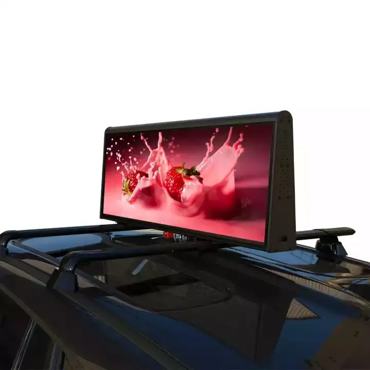 A publicidade exterior de controle remoto conduziu a visualização ótica superior do táxi